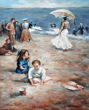 2326-T3 | 73cm x 100cm | famille à la plage 